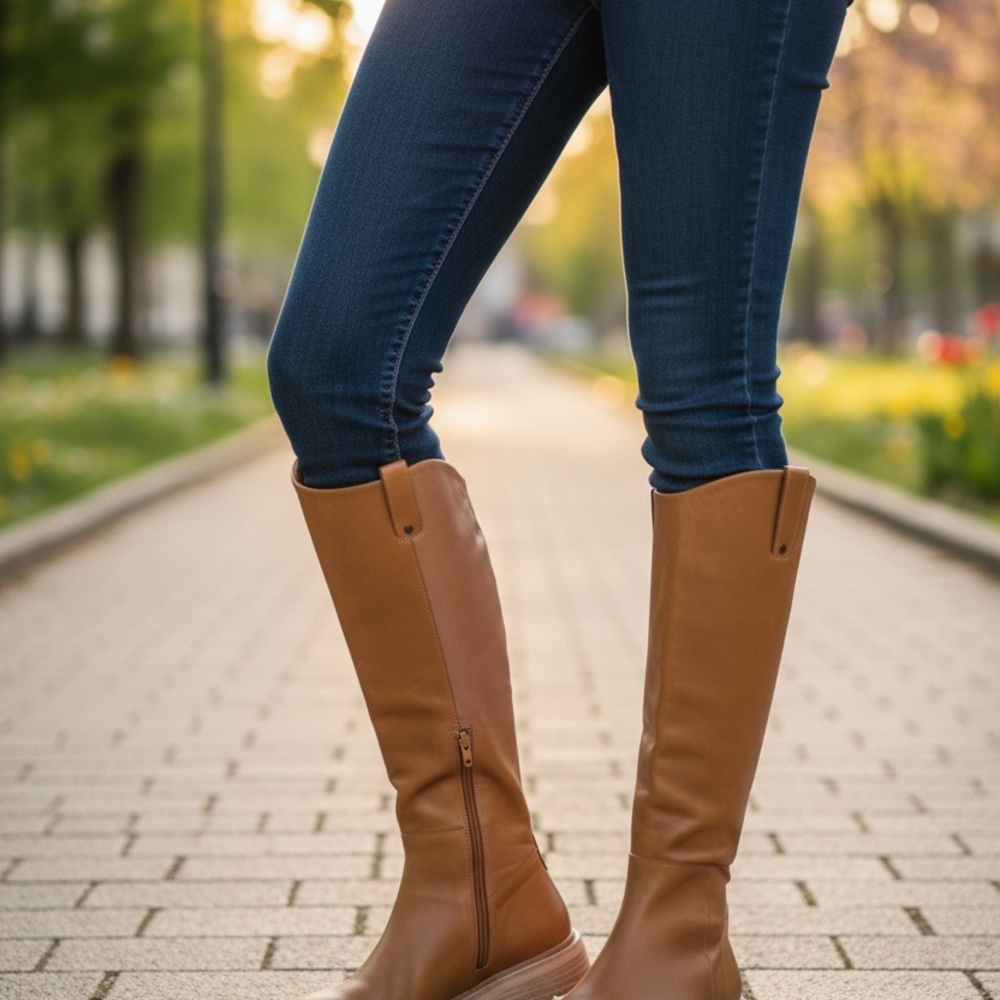 Sam Edelman Fable Cashew Leather Riding Boots- New without box 10M